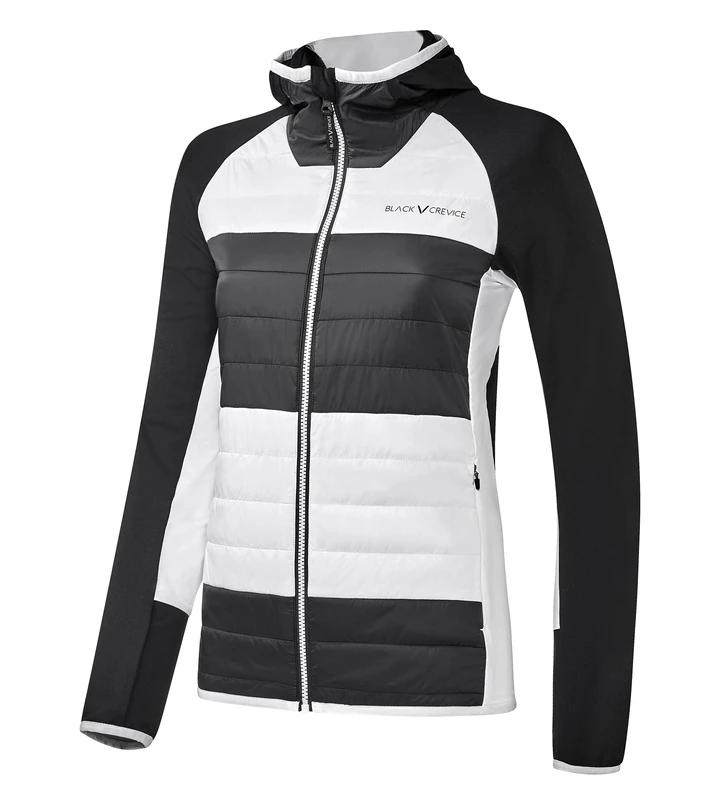 Black Crevice Women's Damen wattierte Hybrid Jacke Jacket, Schwarz/Weiß, 38