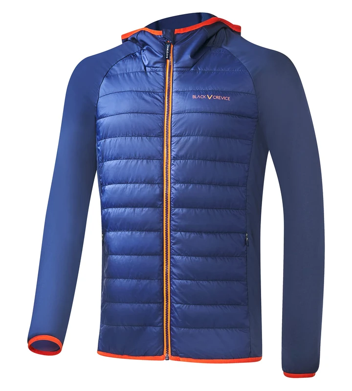 Black Crevice Men's Padded Hybrid Jacket, Blue/Orange, S