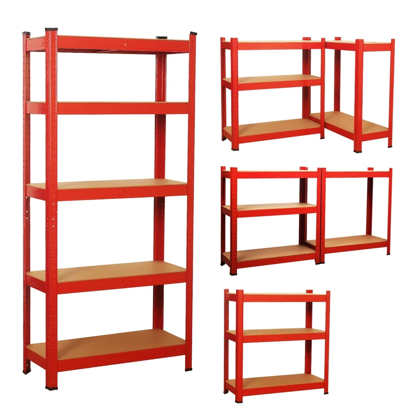 COZYBRITE Garage Shelving Units 5 Tier Heavy Duty Shed Storage Racking Shelf Metal Boltless 875kg Capacity 175kg Per Shelf for Warehouse Workshop Office (Red, 70x30x150cm)