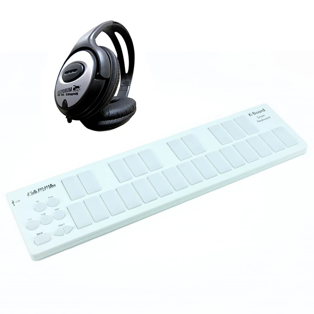 Keith McMillen K-716C-S K-Board MIDI Controller Snow + Keepdrum Headphones