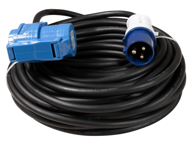 McPower CEE Extension Cable 25 m | CEE Plug to CEE Coupling & Earthing Contact Coupling with Cover | 230 V / 16 A | IP44 | H07RN-F 3G2.5 mm²