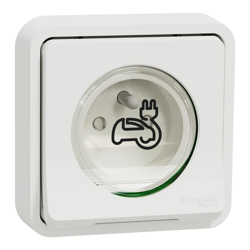 Schneider Electric - Mureva Styl - Reinforced 2P+T Socket - Recessed - IP55 - IK08 - EV - White - MUR39011 - Image 1