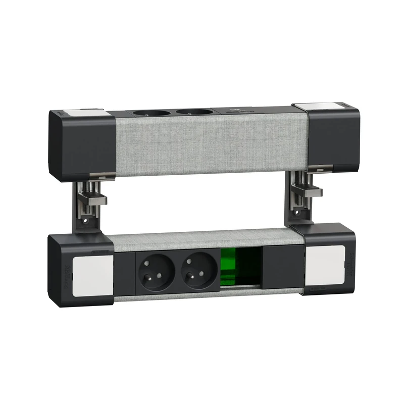 Schneider Electric - Unica System+ – Pre-Wired Desk Module L – 2PC + USB A+C + VDI 2mod – Anth/Fabric – INS44407 - Image 1