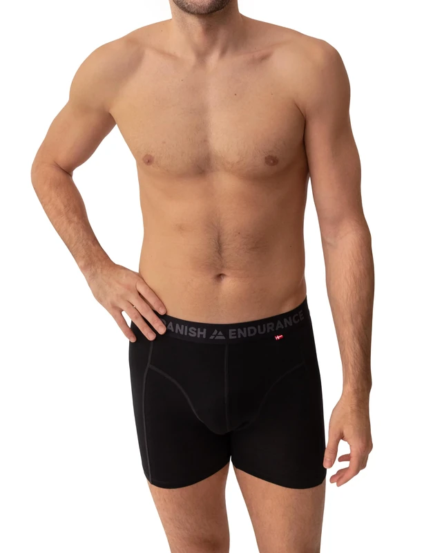 DANISH ENDURANCE Merino Wool Boxers, Odour Resistant, Anti Chafing Hiking Boxers, Optional Fly, 1 or 2 Pack, Black Melange, M