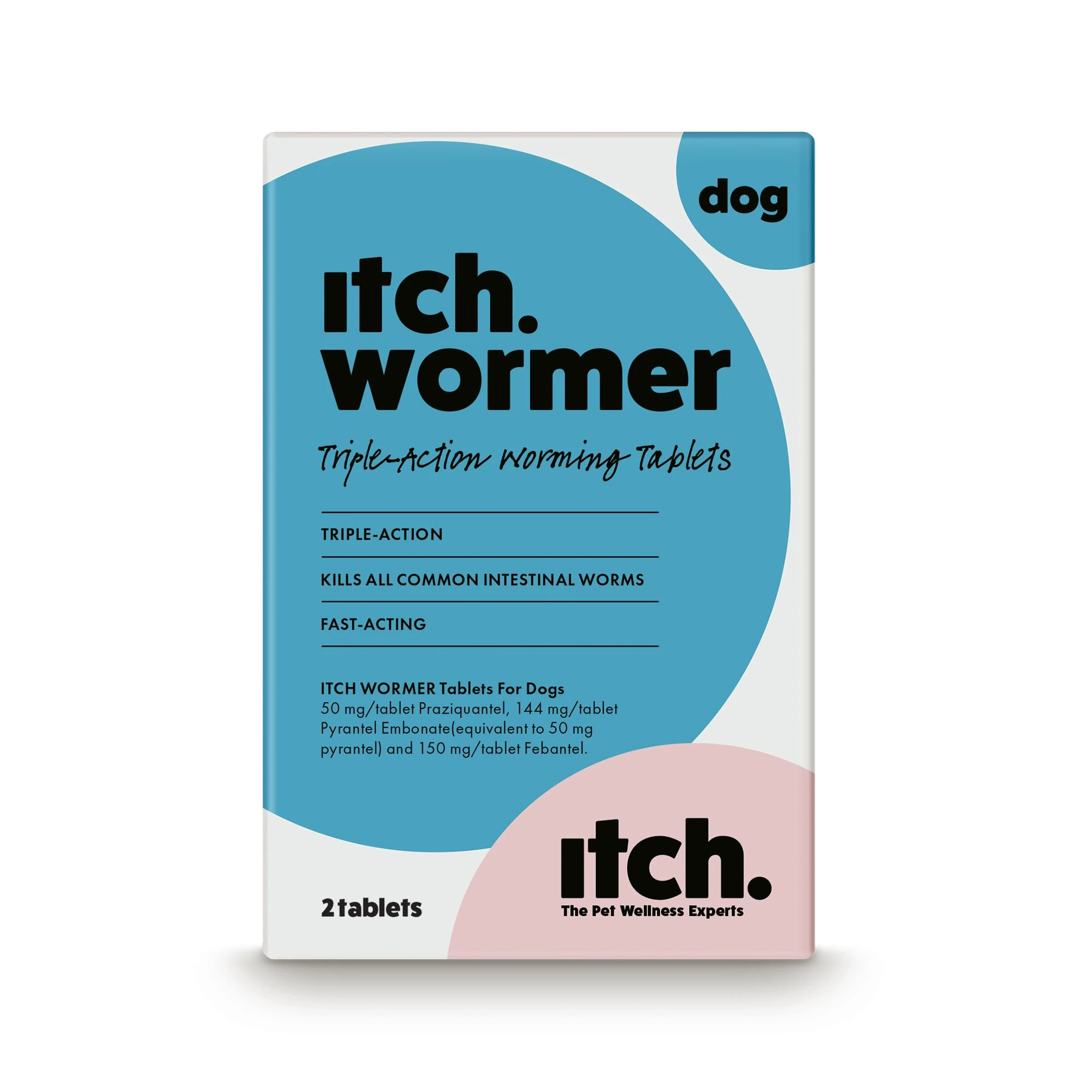 Itch - Worming Tablets for Dogs 3kg-19kg - 2 Tablets - Treats Roundworms, Tapeworms, Hookworms and Whipworms - Kills Worm Larvae (packaging may vary)