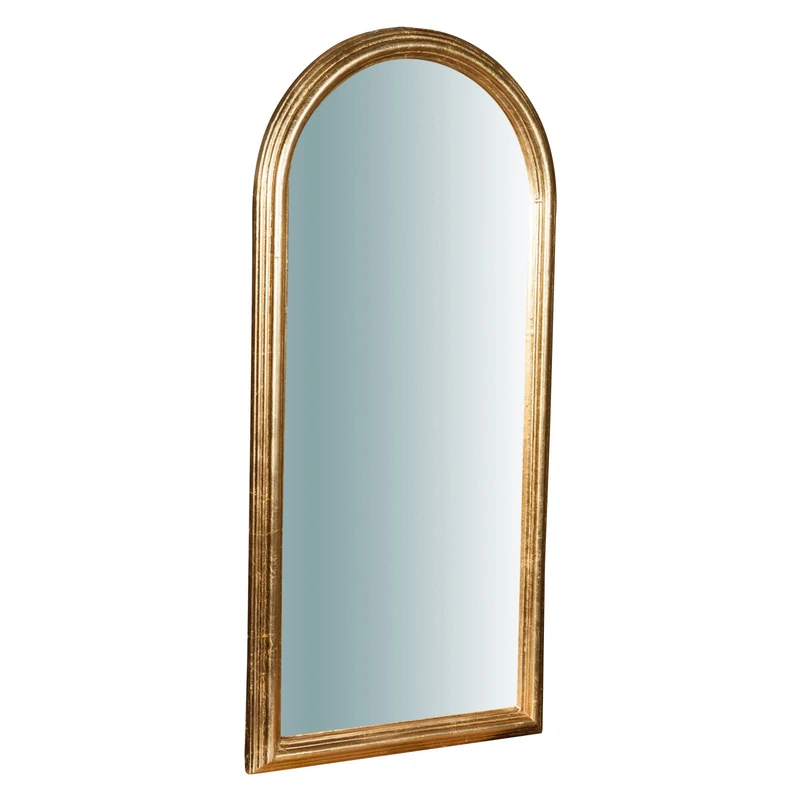 Biscottini bathroom and bedroom wall mirror 44x92x5cm | Wall entrance mirror with hooks | Gold mirror - Image 1