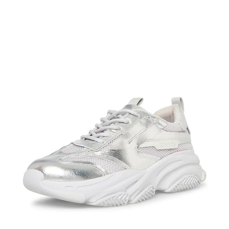 Steve Madden Men's Possess Sneaker, Silver, 10 UK