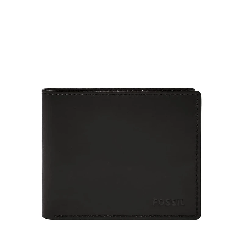 Fossil Men's Derrick Leather Bifold Wallet 11.5cm L x 2cm W x 9cm H, Black, 10.9 cm L x 1.27 cm W x 8.9 cm H