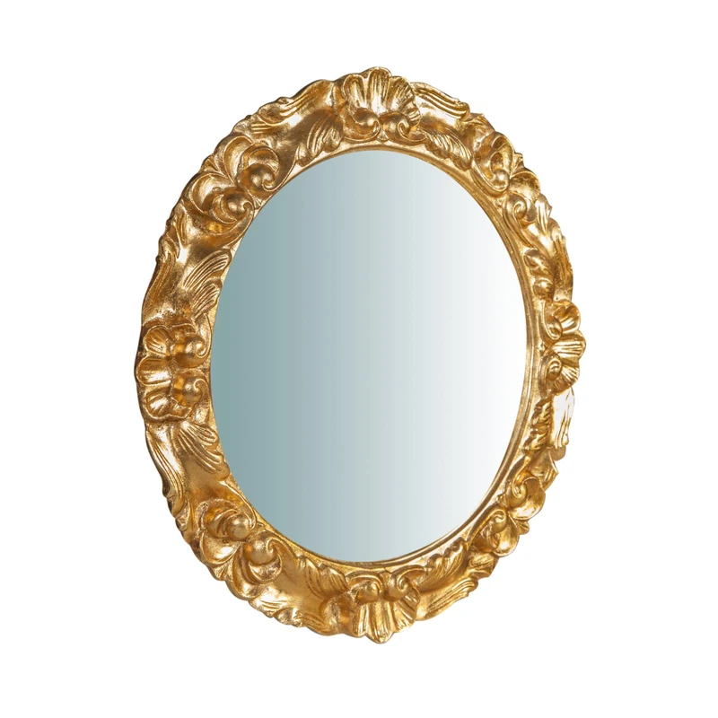 Biscottini International Art Trading Wall Mirror for Bathroom and Bedroom, 56 x 56 x 5 cm, Wall Mirror with Hooks, Gold Mirror - Image 1