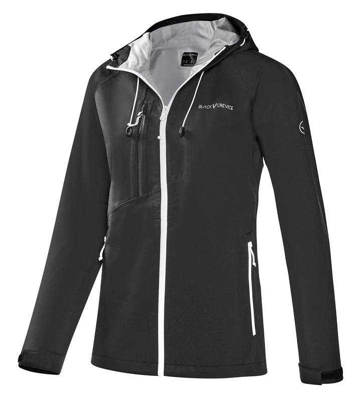 Black Crevice Women's Thin Waterproof Hardshell Jacket, 38