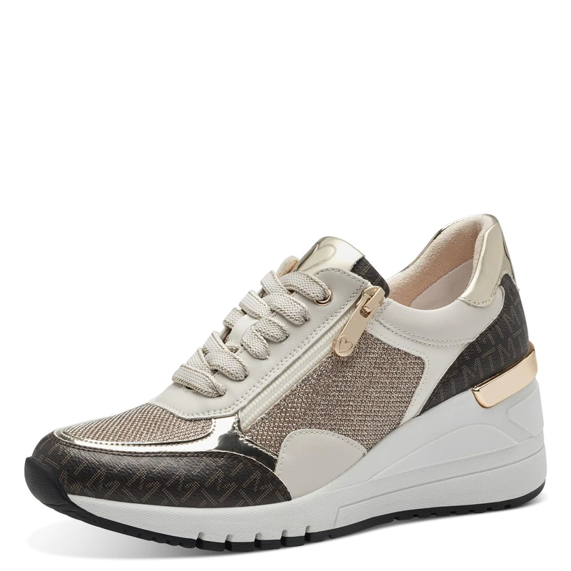 MARCO TOZZI Women's 2-23723-41 Sneaker, Cream Comb, 8