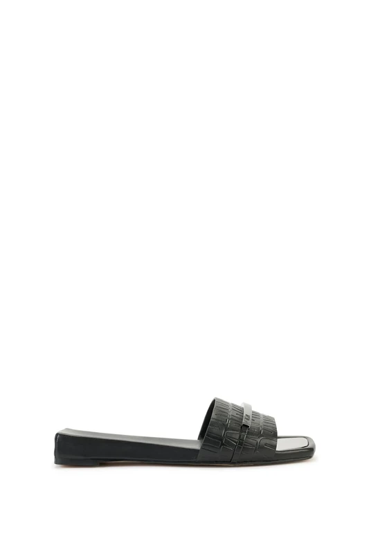 DKNY Women's Alaina Slide Flat, Black, 40 EU