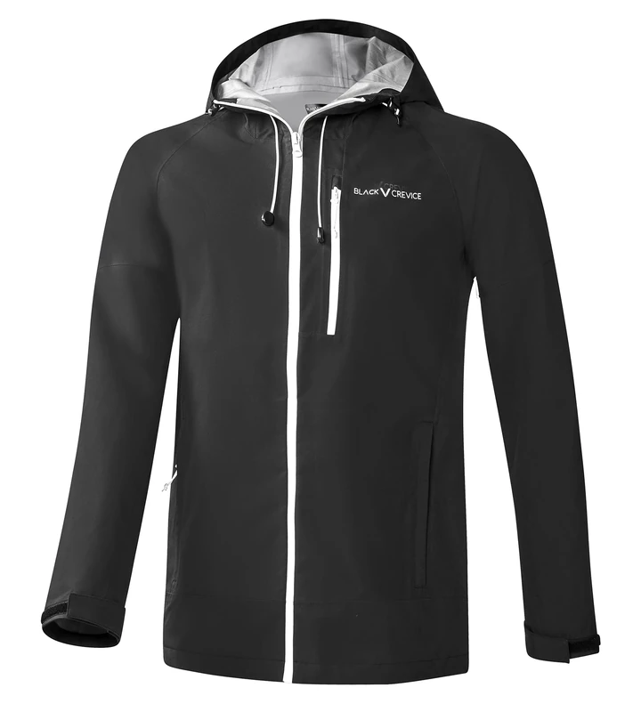 Black Crevice Men's Thin Waterproof Hardshell Jacket, L