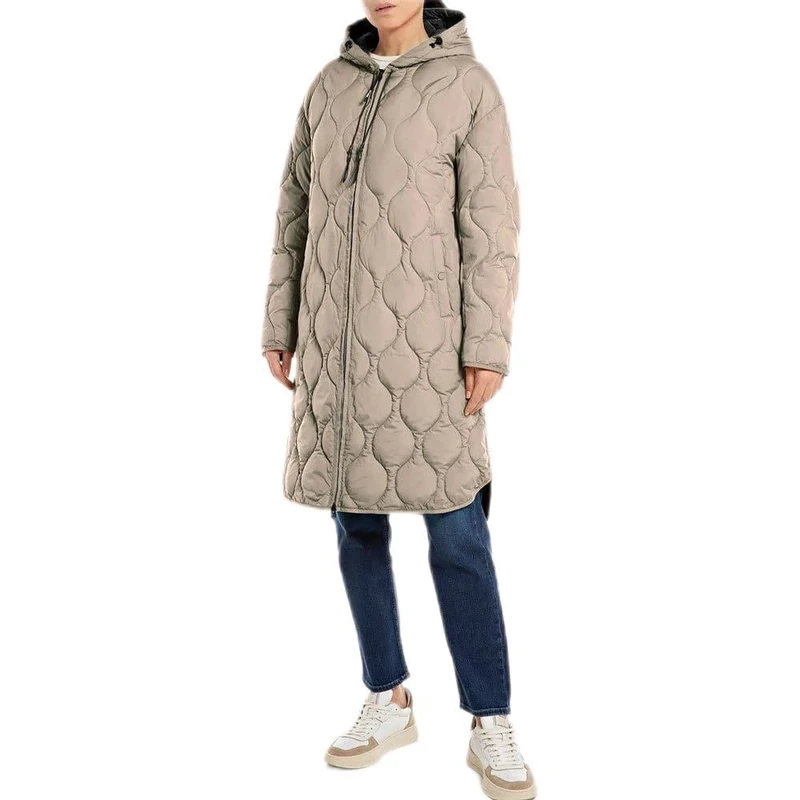 REPLAY Adult W7801 Fine Dull Poly Coat, Sandshell 026, XS