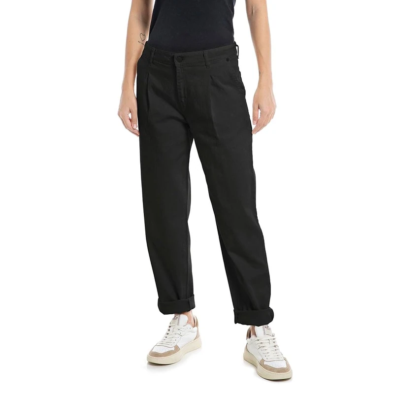REPLAY Damen Jeans Joans Tapered-Fit aus Comfort Denim, Black 098 (Schwarz), 23W