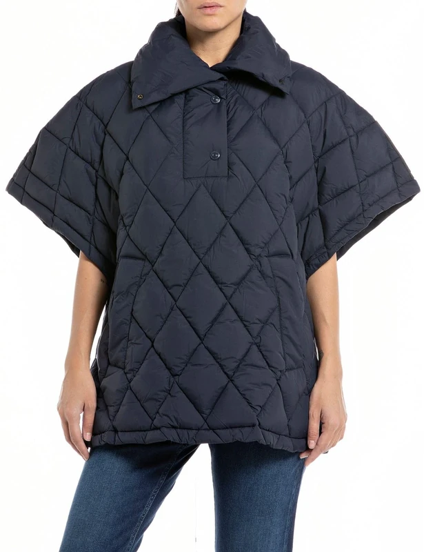 REPLAY Adult W7806 Fine Dull Nylon Quilted Jacket, Midnight Blue 173, M