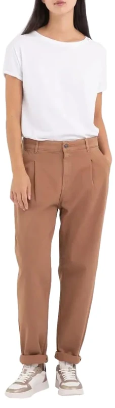 REPLAY Damen Jeans Joans Tapered-Fit aus Comfort Denim, Tobacco 348 (Braun), 25W