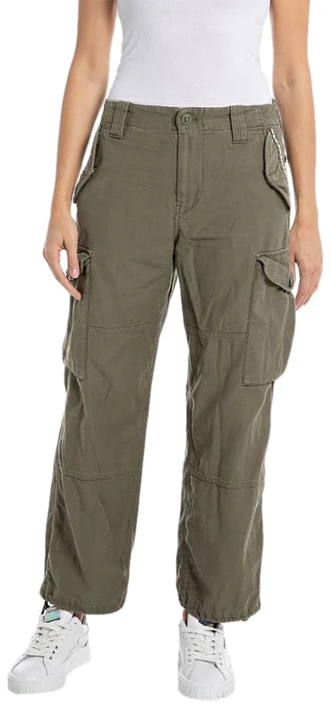REPLAY Women's W8088 Cotton Twill Pants, Dark Olive 234, 26W - Image 1