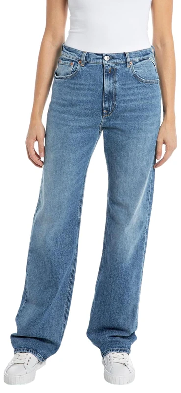REPLAY Women's WA484 Laelj Rose Label Pack Jeans, Medium Blue 009, 26W / 34L