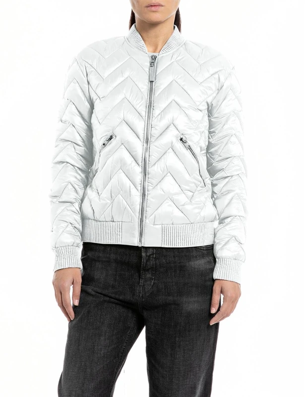 REPLAY Adult W7807 Recycled Dull Nylon Blouson, Butter White 412, XS