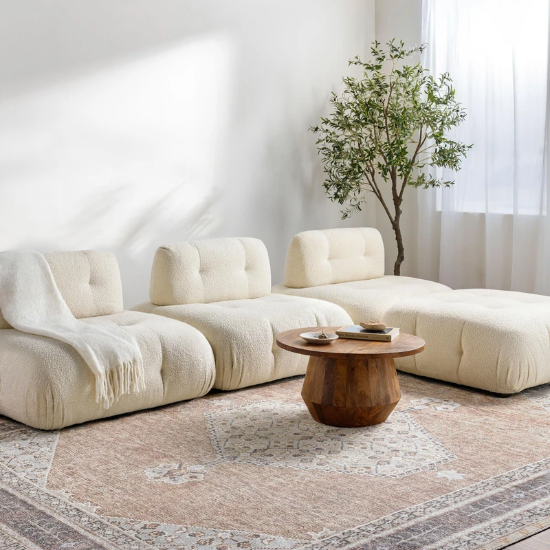 Livabliss x Becki Owens Lila Vintage – Large Living Room 240 x 305 cm, Traditional Boho Style for Dining & Kitchen Floors, Easy-Care Soft Pile Design in Tan, Brown & Grey