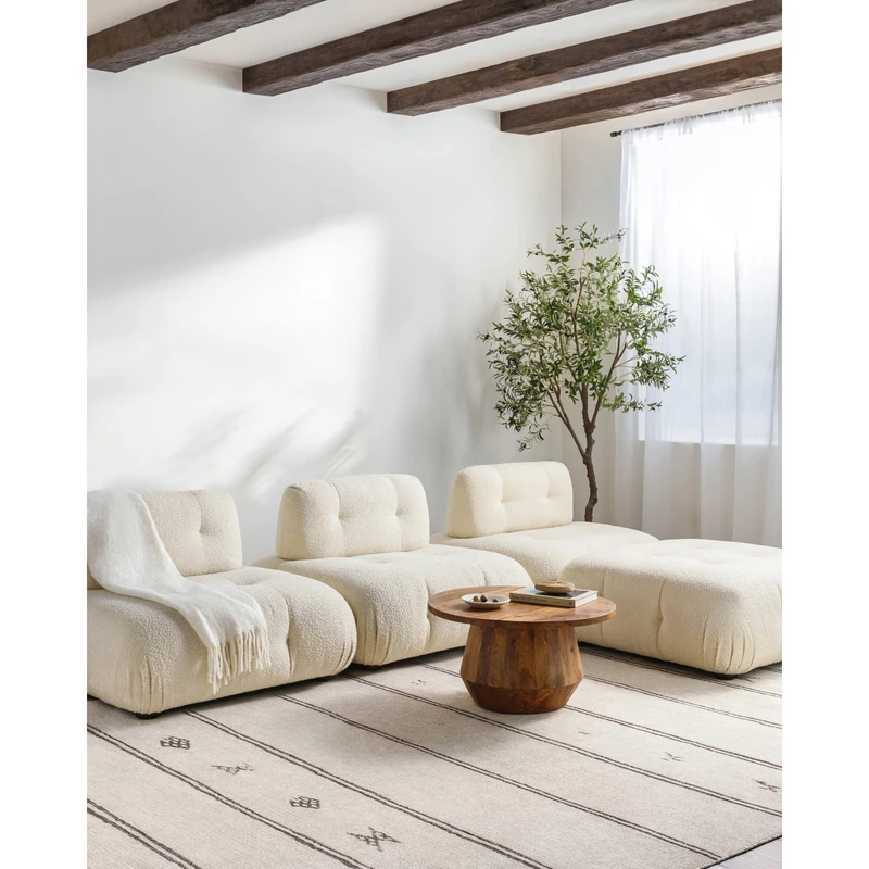 Livabliss x Becki Owens Rivi Vintage Rug - Area Rugs for Living Room 200x275 cm, Bedroom - Scandi Neutral Rugs, Traditional Patterned Boho Style, Natural Easy Care Pile - Large Rug, Ivory, Brown