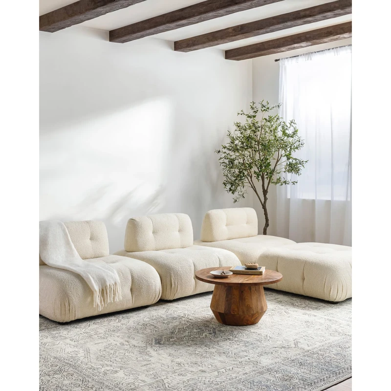 Livabliss x Becki Owens Margot Vintage Rug - Area Rugs for Living Room 120x170 cm, Bedroom - Scandi Neutral Rugs, Traditional Patterned Boho Style, Natural Easy Care Pile - Large Rug, White, Brown