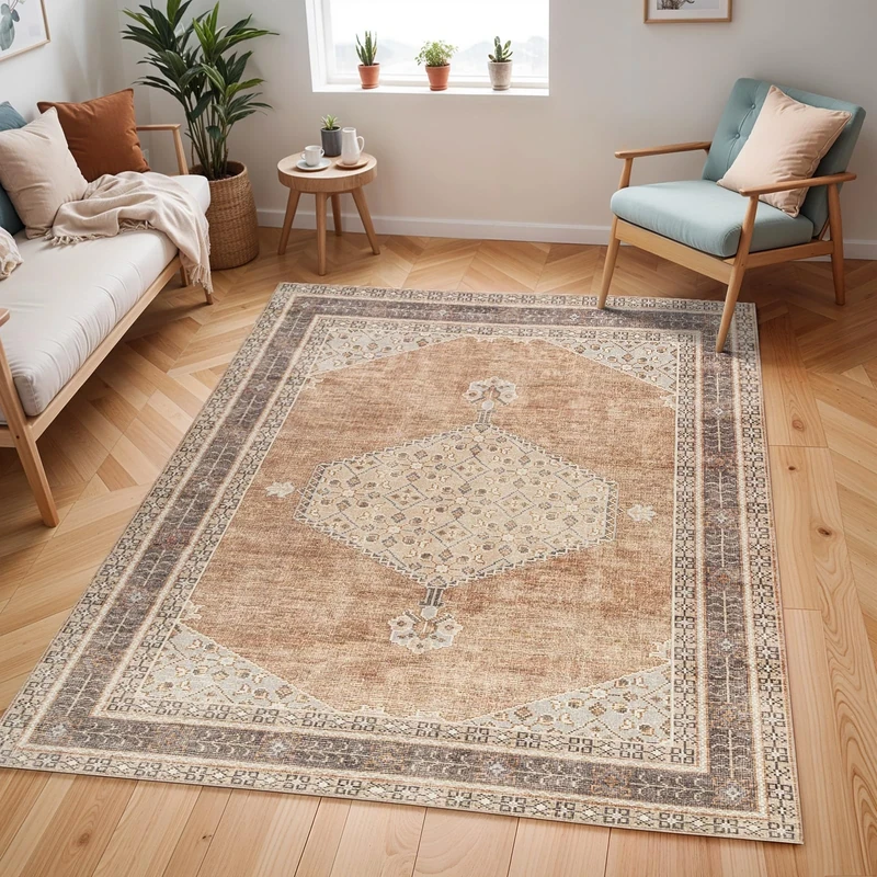Livabliss x Becki Owens Lila Vintage – Area Carpet 200x275 cm for Living Room & Dining – Traditional Multicolour Boho Style, Easy Care, Tan, Brown, Grey