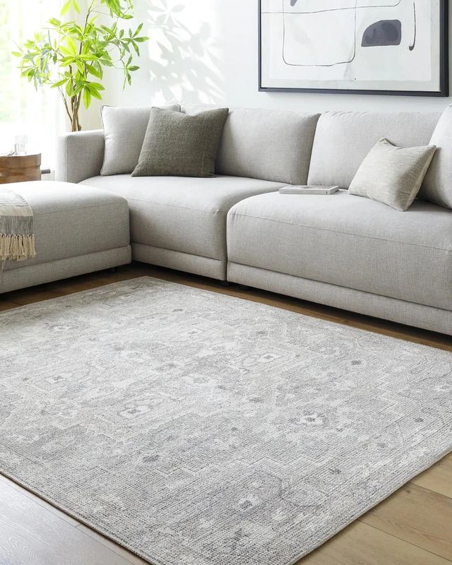 Livabliss x Becki Owens Elle Vintage Rug - Area Rugs for Living Room 160x213 cm, Bedroom - Scandi Neutral Rugs, Traditional Patterned Boho Style, Natural Easy Care Pile - Large Rug, Sage, Tan, Grey