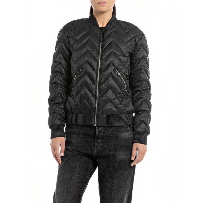 REPLAY Adult W7807 Recycled Dull Nylon Blouson, Black 098, S