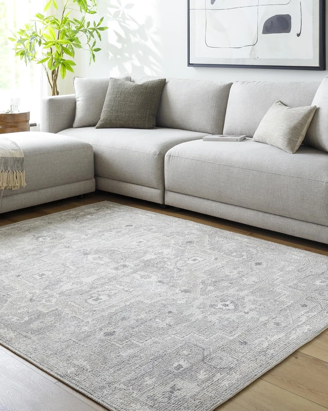 Livabliss x Becki Owens Elle Vintage Rug - Area Rugs for Living Room 120x170 cm, Bedroom - Scandi Neutral Rugs, Traditional Patterned Boho Style, Natural Easy Care Pile - Large Rug, Sage, Tan, Grey