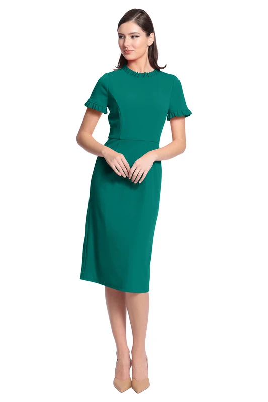 Maggy London Women's Ruffle Collar Slant Pocket Sheath Dress, Parasailing, 14