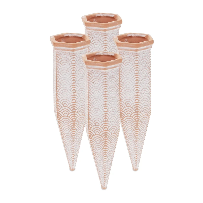 Relaxdays Clay Watering Spikes - Set of 4 for 1.5L Bottles