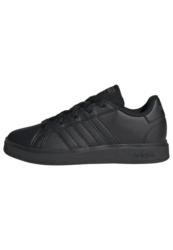 adidas Unisex Kids Grand Court Lifestyle Tennis Lace-Up Shoes, CARBON BLACK/CARBON BLACK/GREY SIX, 4 UK