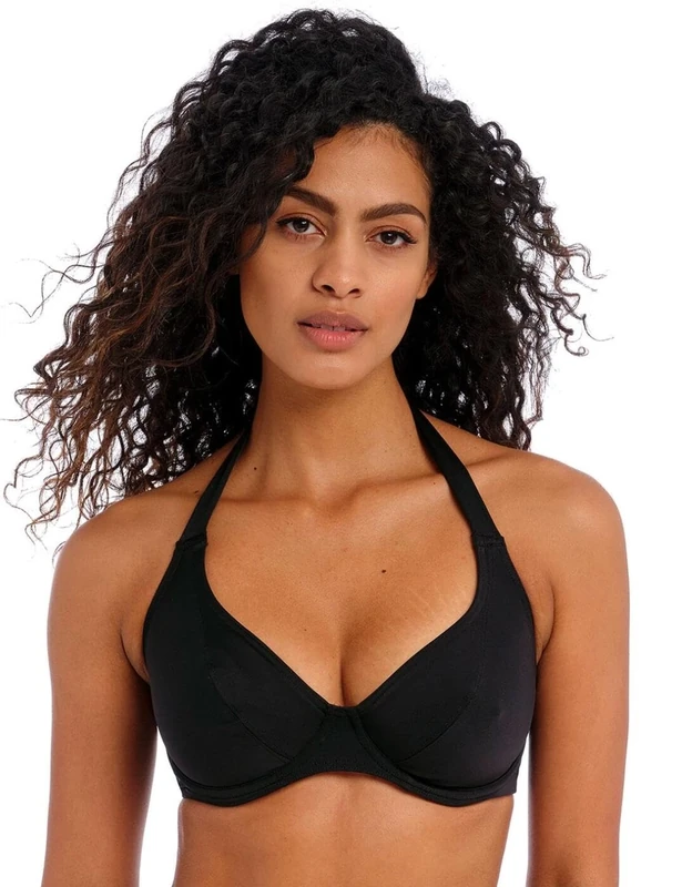 7232 Freya Jewel Cove Underwired Halter Bikini Top - 7232 Plain Black