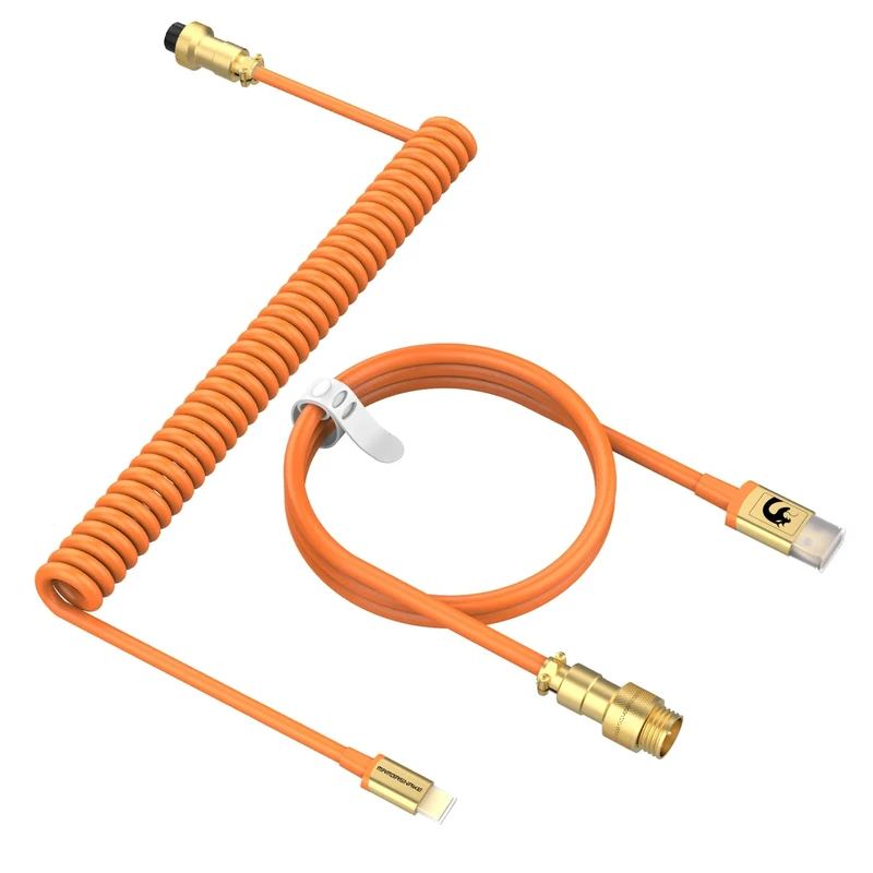 MAMBASNAKE Coiled USB-C Keyboard Cable - Orange Aviator