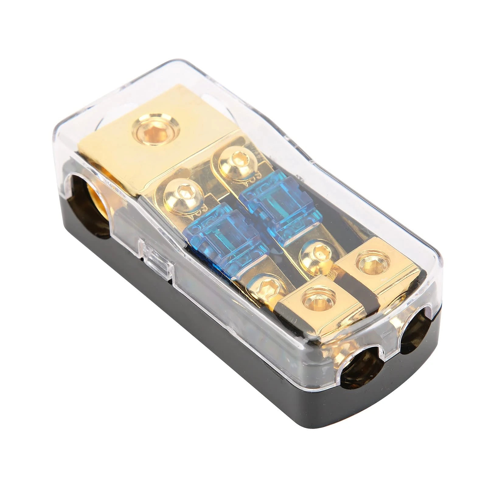 Power Distribution Block for Car Audio Splitter, 60a 2 Way Fuse Holder Copper Ground Block