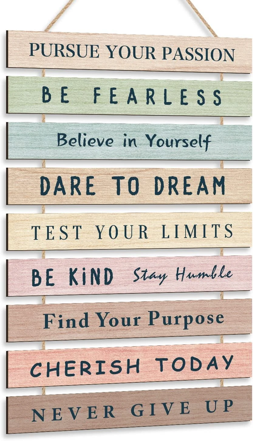 HPUINB Inspirational Quotes Wall Art,Inspirational Wood Sign,Rainbow Motivational Quote Wall Decor for Nursery,Be Kind Positive Phrases Wall Decorations For Kids Bedroom Decor