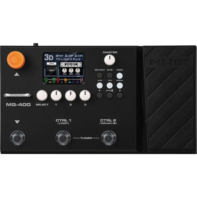 NUX MG-400 Guitar Multi-FX Pedal with dual processors and delivering high definition models and increased flexibility. Integrated effect