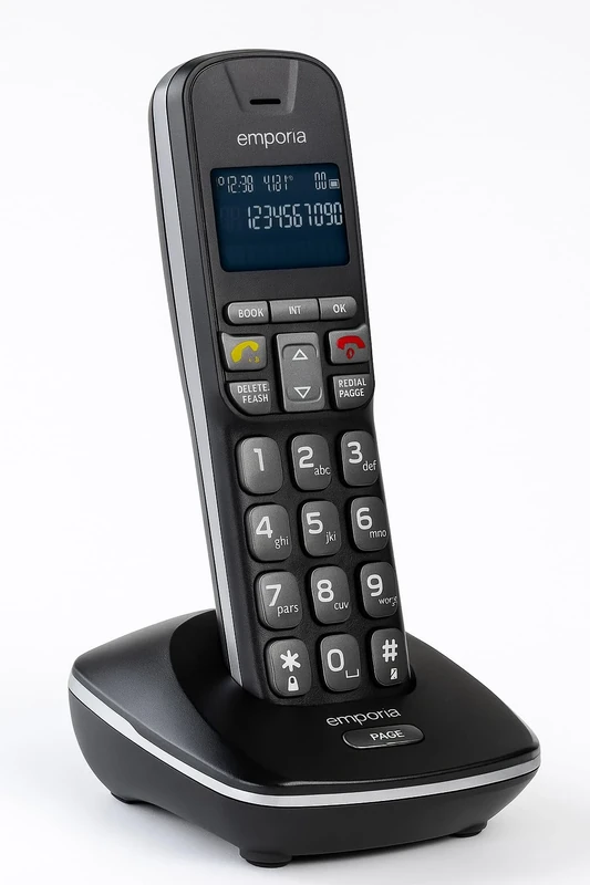 Emporia TALKHOME DECT TH-21 Cordless Phone with Big Buttons, Large Display and Amplified Sound - Black/Silver (Official UK & Ireland Version)