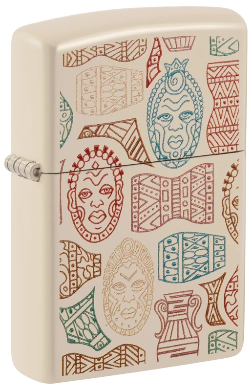 Zippo Windproof Lighter - Tribal Symbol Model - Flat Sand Finish with Colour Image - Refillable - Reusable - Windproof Design - Gift Box - Made in USA