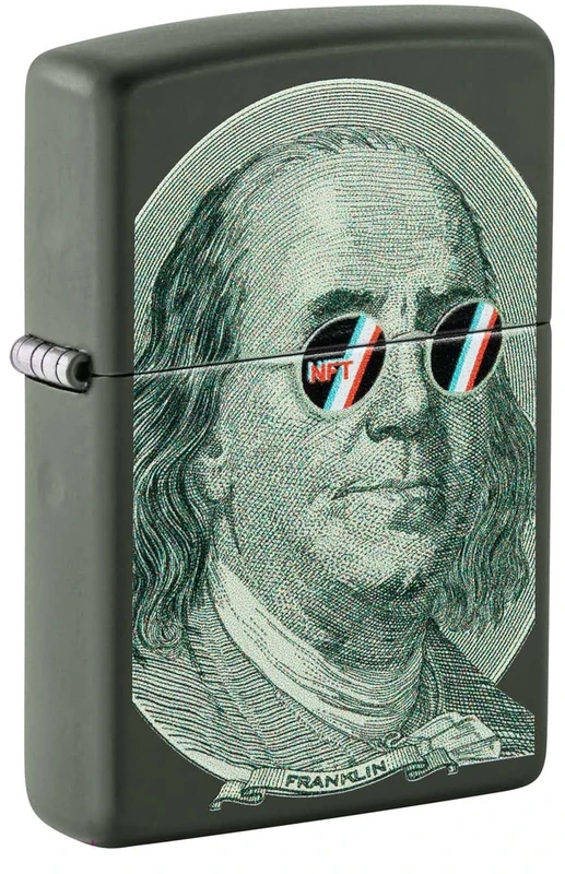 Zippo - Windproof Lighter, Crypto Currency, Matt Green, Colour Image, Refillable, Reusable, Windproof Design, Gift Box, Made in the USA