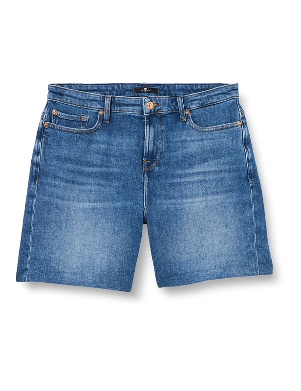 7 For All Mankind Women's JSWUA500 Denim Shorts, Mid Blue,
