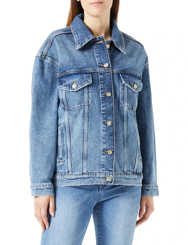 7 For All Mankind Women's Jseac100 Jacket, Light Blue, S - Image 1
