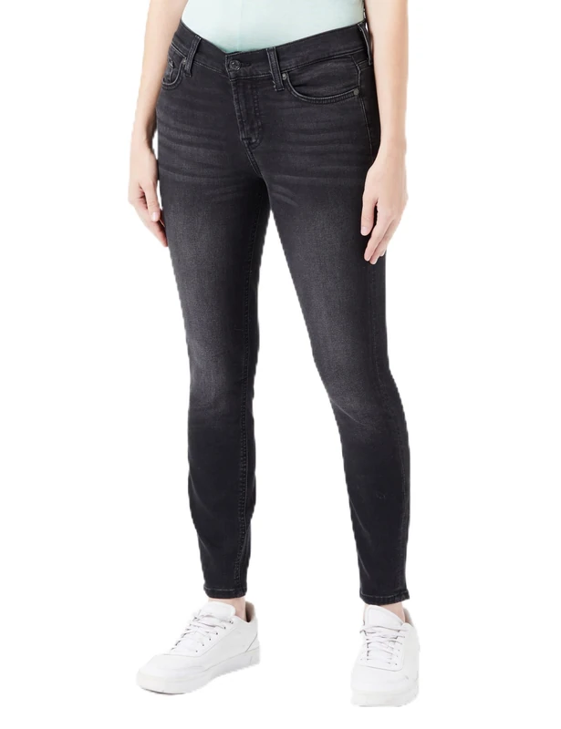 7 For All Mankind Women's Jsvuc430 Jeans, Black, 4