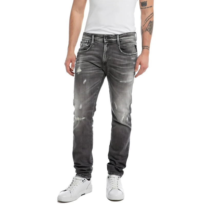 REPLAY Herren Jeans Anbass Slim-Fit Aged, Dark Grey 097-2 (Grau), 31W / 32L