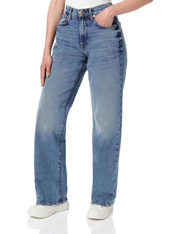 7 For All Mankind Women's JSSTC100 Jeans, Light Blue,