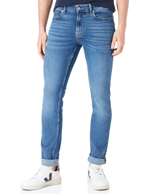 7 For All Mankind Men's JSPDC890 Jeans, Mid Blue, 28