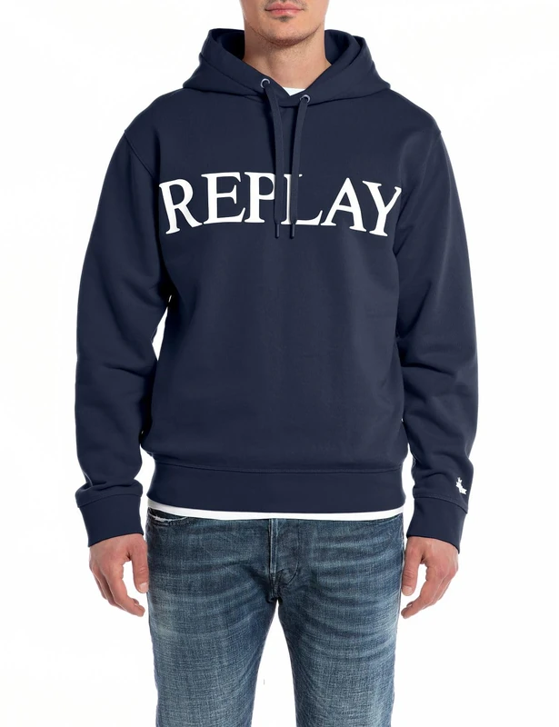 Replay men's hoodie with hood, blue (Blue... 085), L