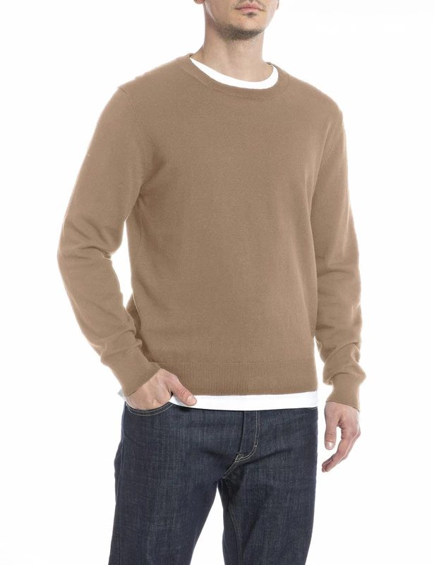 REPLAY Adult UK2512 Cotton Basic Sweater, Earth 557, S